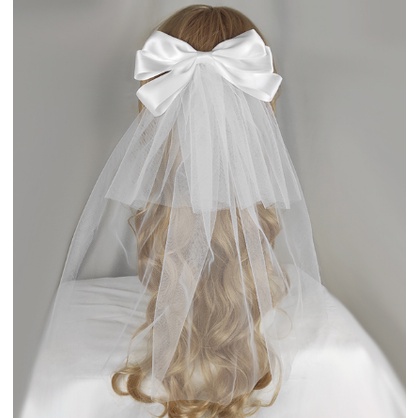 Kerudung Pernikahan Putih Pita Rambut Manis Pengantin Wanita Kerudung Pendek Studio Fotografi Gaun R