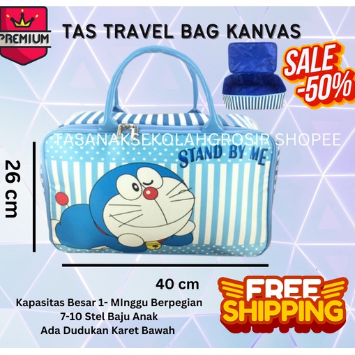 PROMO TERMURAH + FREE ONGKIR !!! Tas Travel Kanvas Jumbo Doraemon And Friends