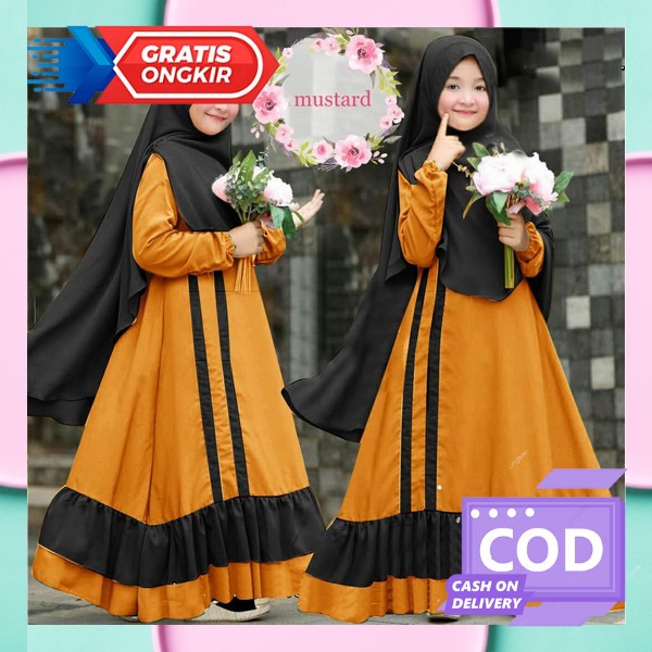 Nin'S Couple Viona Gamis Pesta Brukat Anak Perempuan Couple Premium Mom Kids Ibu Anak Dress Gamis Ga