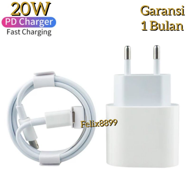 CHARGER USB C 20W (1paket Adaptor USB C 20W + Kabel Type C )