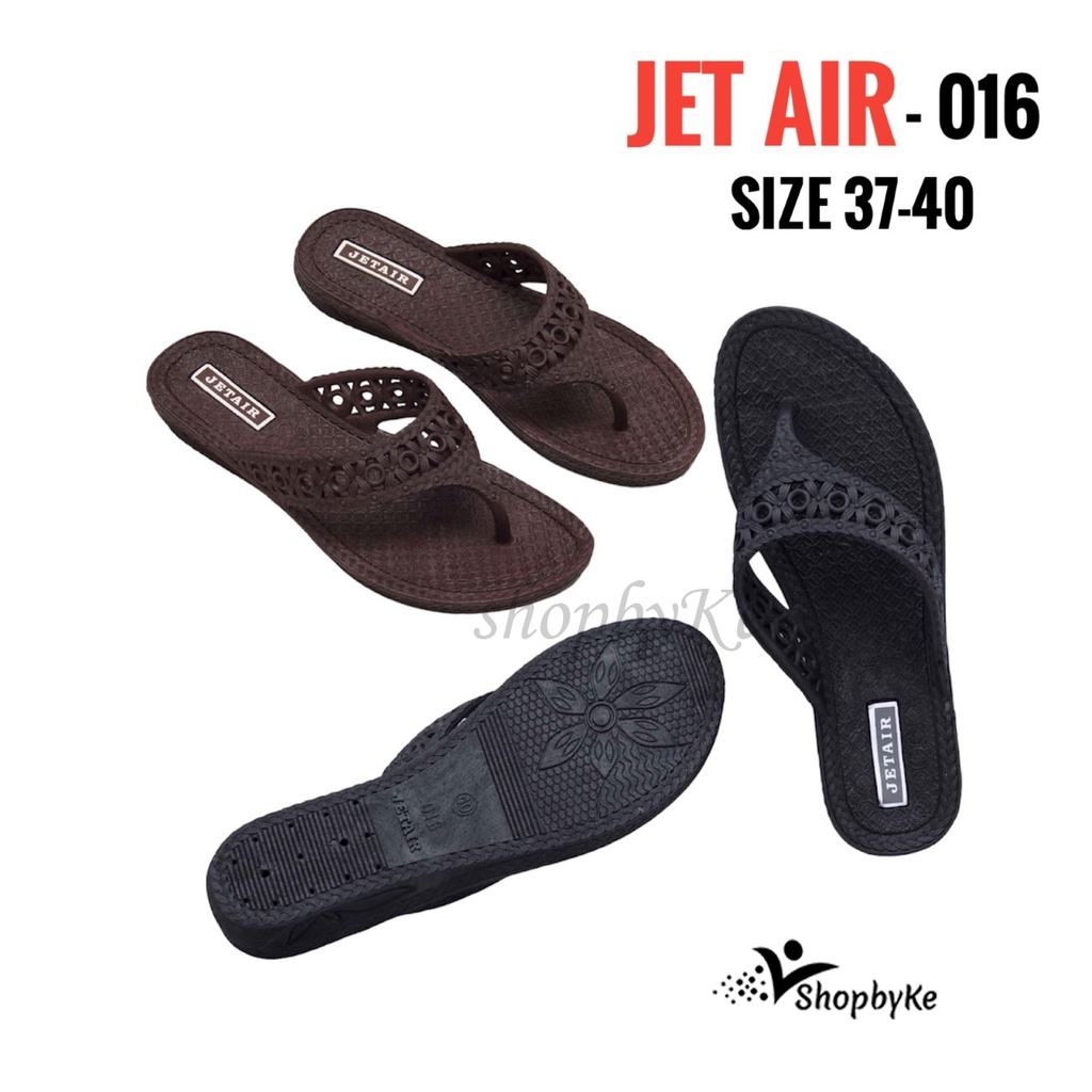 Sandal Japit Karet Wanita JET AIR 016 Warna HItam dan Coklat Size 37-40