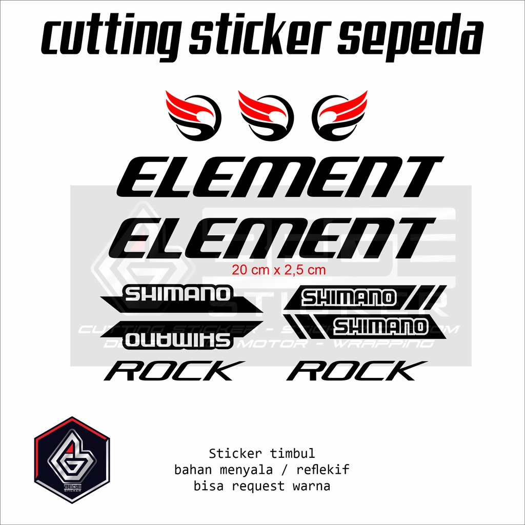 Sticker Sepeda lipat ELEMENT ROCK Lengkap Bahan Reflektif/menyala