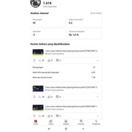 Akun YouTube 1K Subs Monet sepaket adsen sudah PIN saldo 0