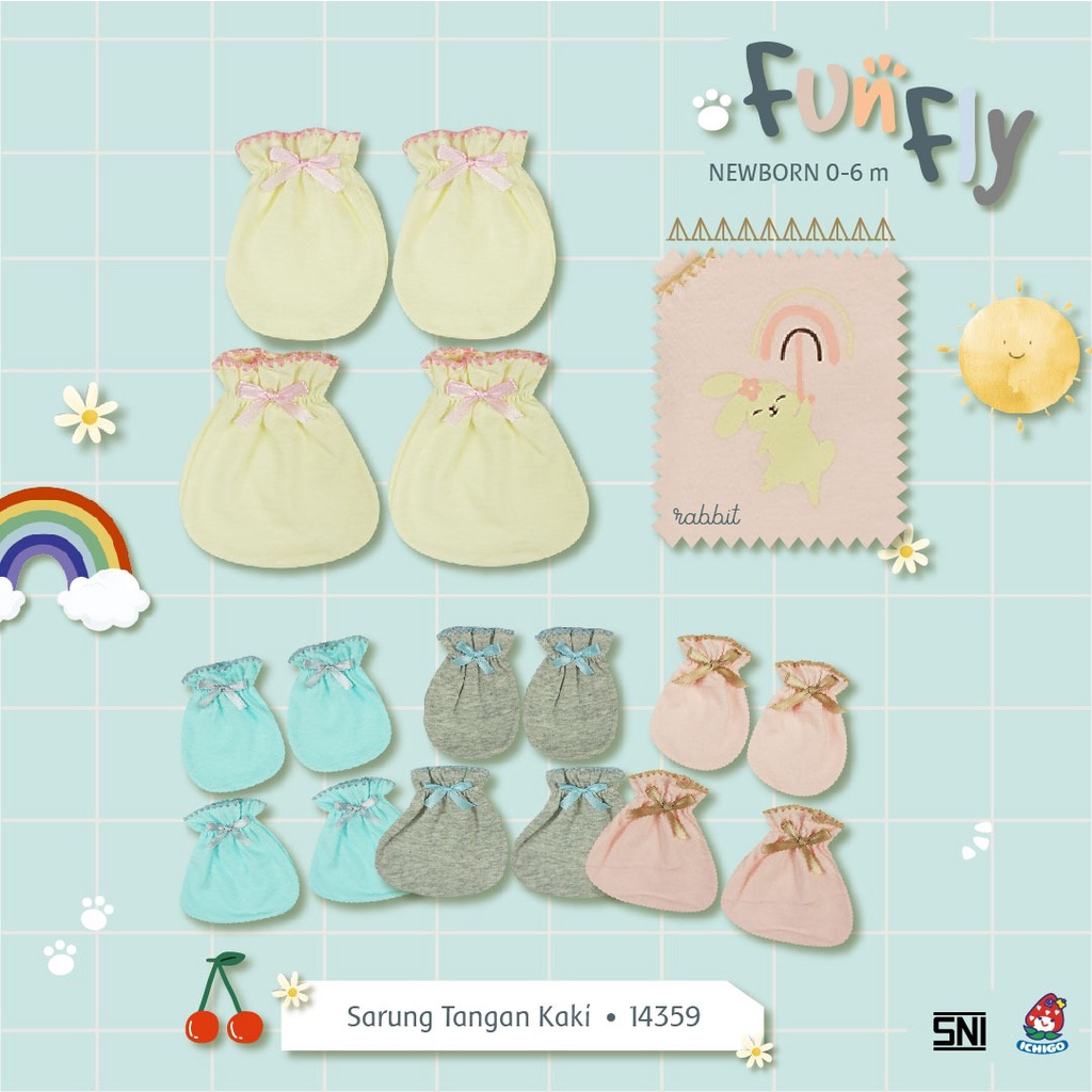 Ichigo Sarung Tangan &amp; Sarung Kaki Warna Fun Fly (6 Pcs) IC-STKFF/6