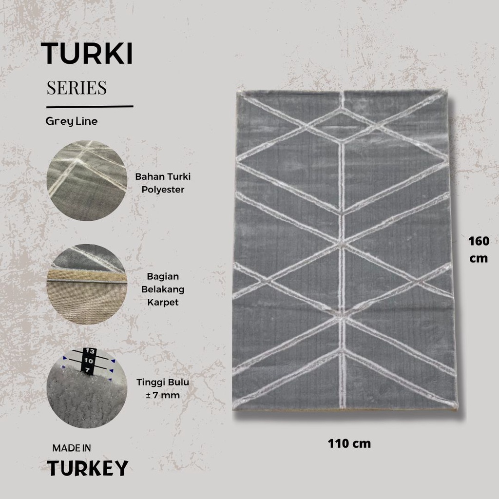 Karpet Turki Import Permadani 110x160 Grey Line  Karpet Import Turki