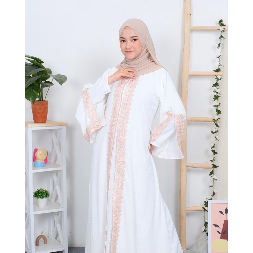 corla abaya crinkle renda premium polos elegan dress muslim kekinian