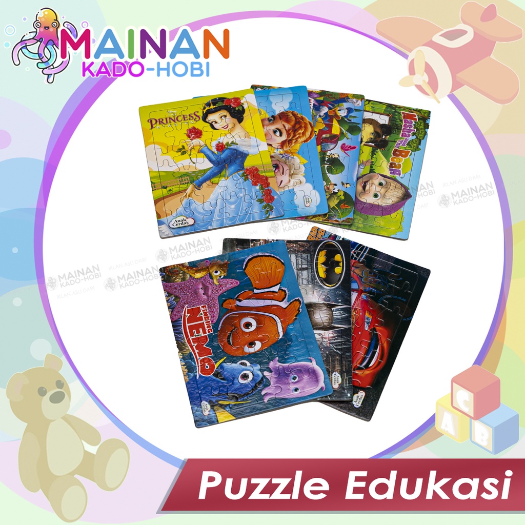 HADIAH HOBI MAINAN EDUKASI ANAK PUZZLE KARAKTER KARTUN LUCU UKURAN KECIL BESAR