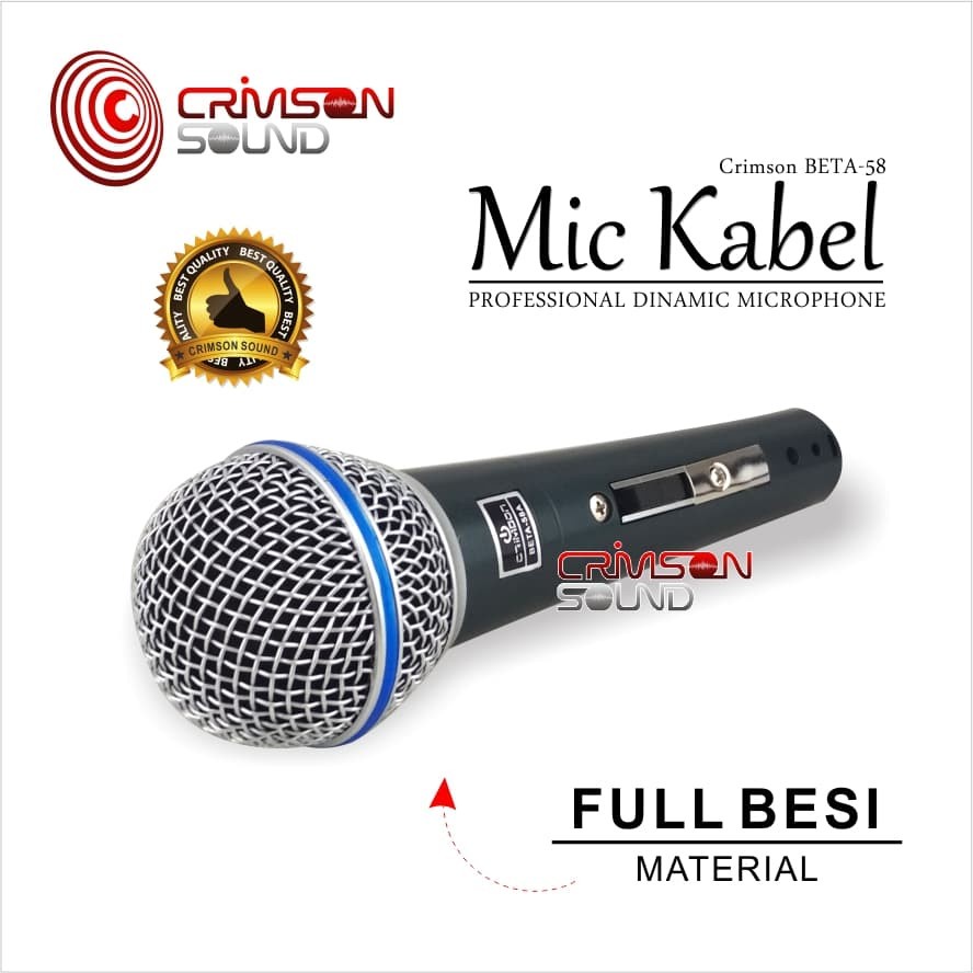 MIC Kabel FULL BESI Dynamic Microphone CRIMSON BETA-58A