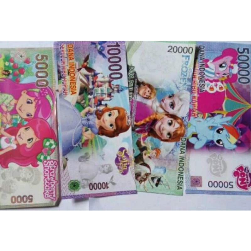 uang mainan/uang mainan karakter campur isi 100 lembar