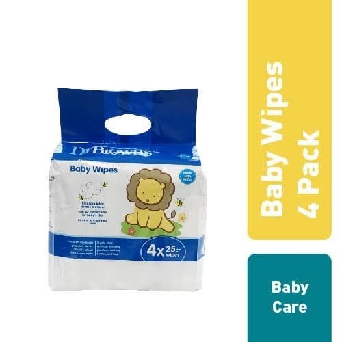 HG044 DR BROWN BABY WIPES 25S 4 PACK