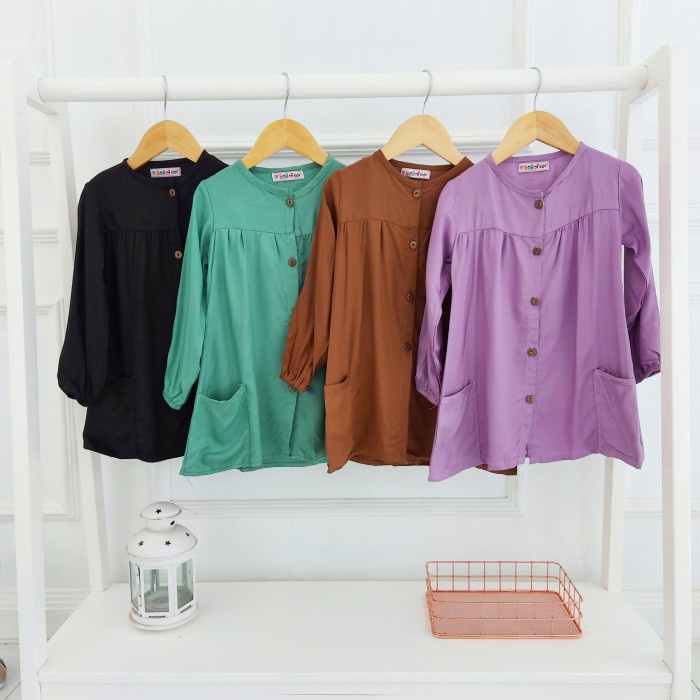 Gamis Terbaru Kanaya Tunik 1-5 Tahun - - Cokelat Size 3 2-3 Thn Q8R6 kekinian elegant cewek floral a