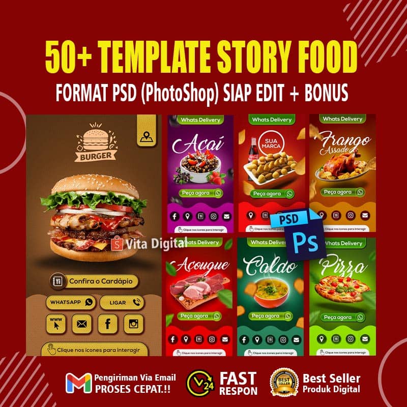 50+ Template Story Food Restaurant Format PSD (PhotoShop) Siap Edit