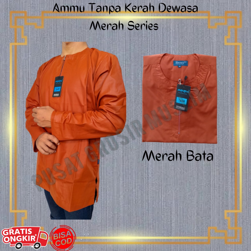 Promo Baju Koko Ammu Tanpa Kerah Ukuran M Original, size M Termurah