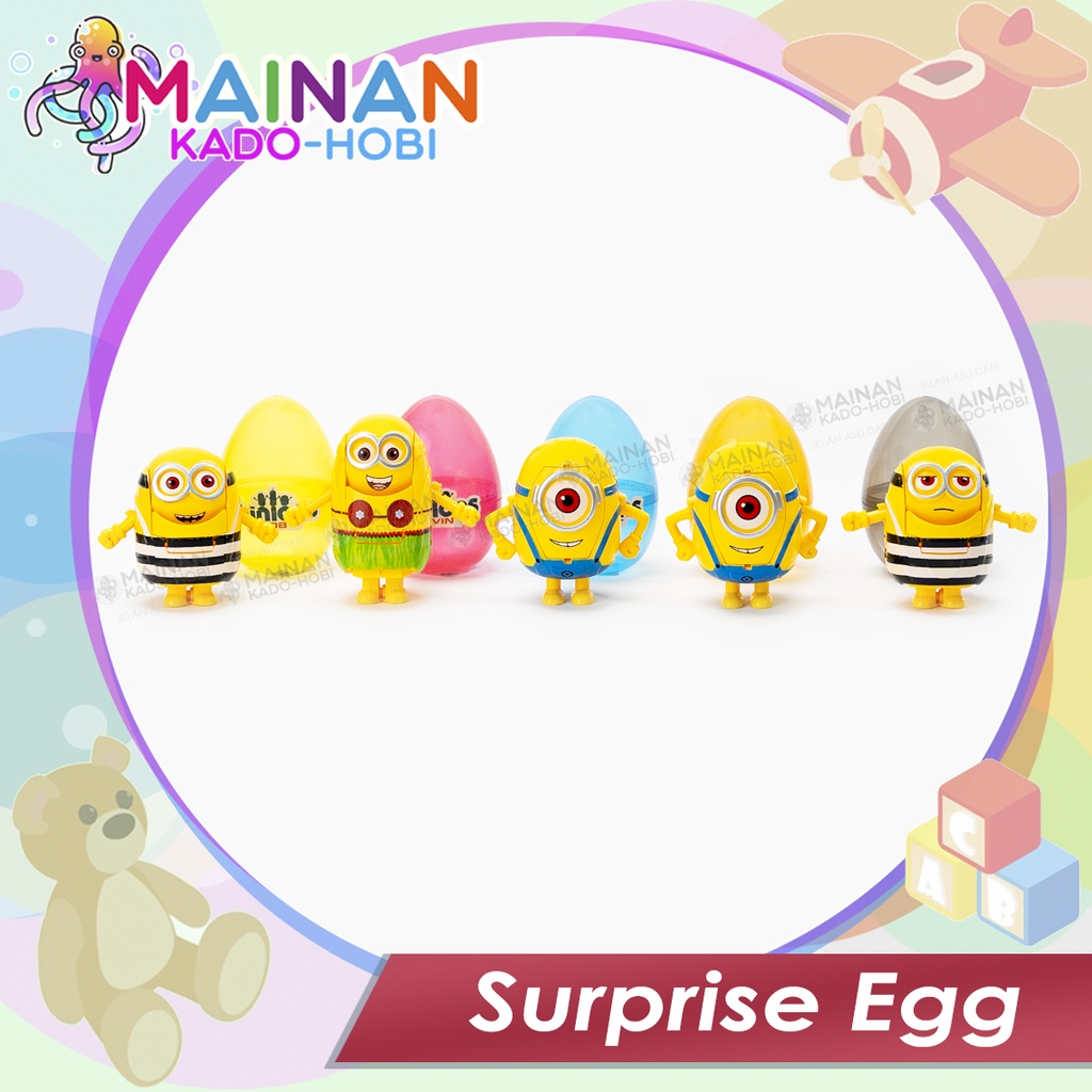 KADO MAINAN ANAK TELUR KEJUTAN SURPRISE EGG KARAKTER KARTUN MINION