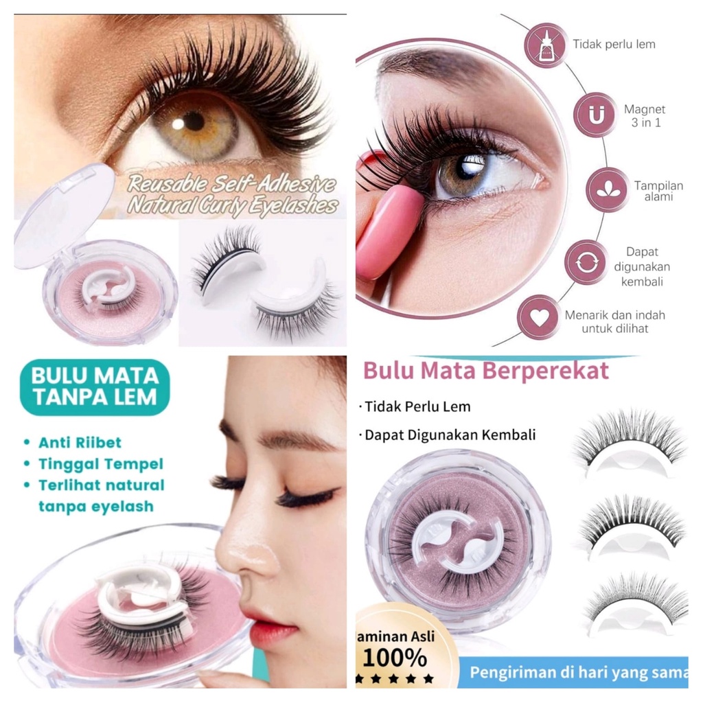 Bulu Mata Palsu Magnet Magic 3D Tanpa Lem Reusable Self Adehsive Eyelash Extention Magnetic