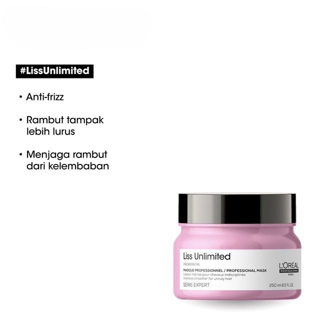 LOREAL Serie Expert Liss Unlimited Shampoo &amp; Hair Mask Set - Perawatan Rambut Kusut Keriting