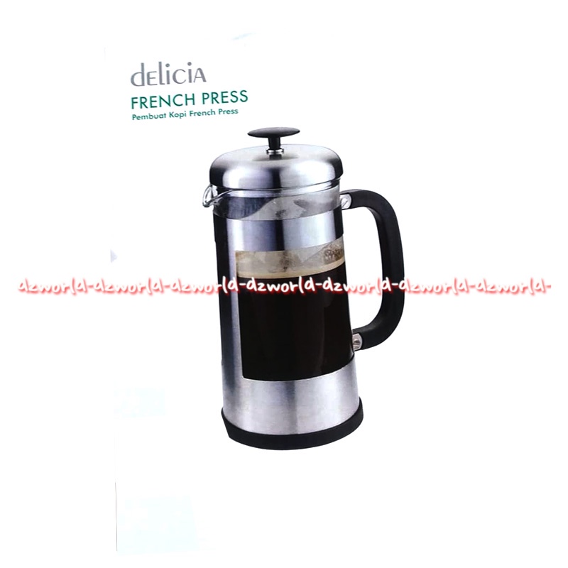 Delicia French Press 1Liter Silver Alat Teko Kopi Seduh Coffee Alat Press Kopi Deliccia Penyaring Saringan Kopi
