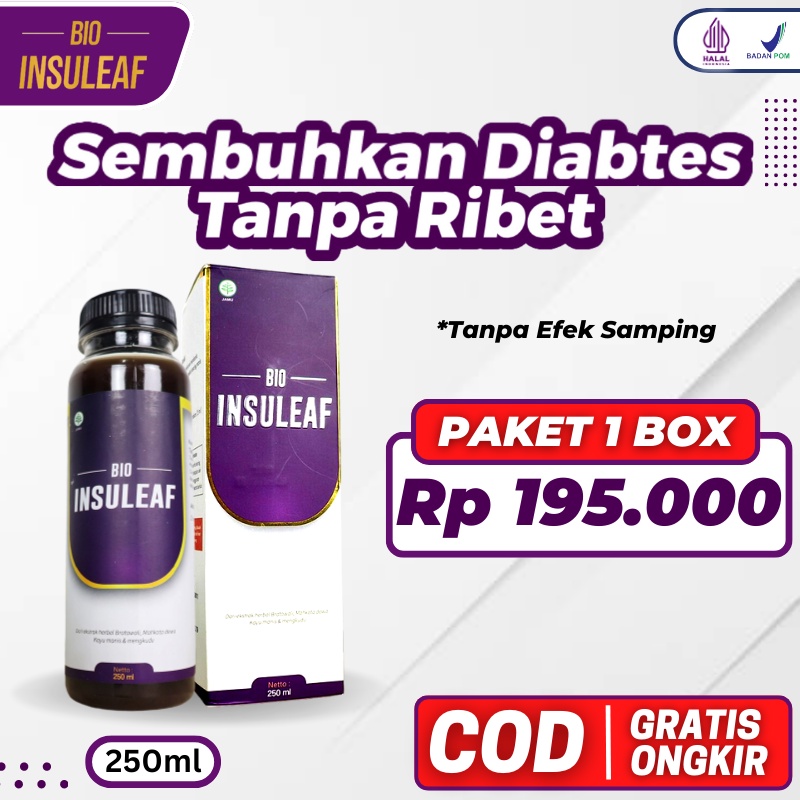 BIO INSULEAF OBAT DIABETES 250ml | Herbal Alami Bantu Atasi Kencing Manis Turunkan Gula Darah Asam Urat Kolesterol Cegah Gagal Ginjal