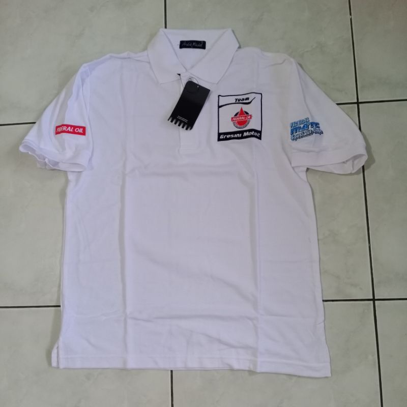 Baju Polo Mekanik Federal Oil Gresini Moto 2 putih Size L Andre Michel