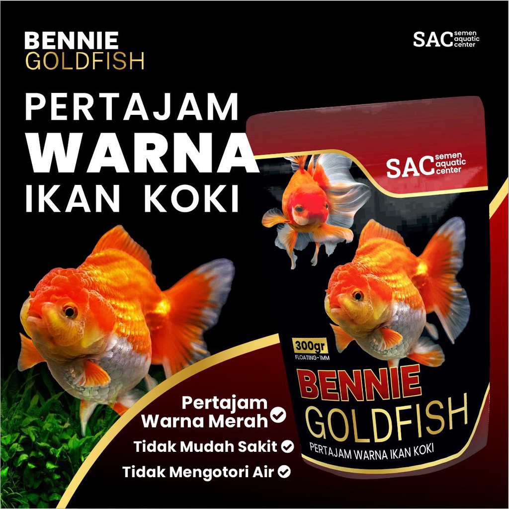 Pelet Premium Ikan Koki Bennie Gold Fish untuk Pertajam warna ikan koki