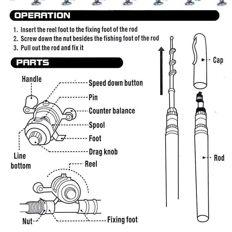 Joran Kail Alat Pancingan Pulpen Mini Fishing Rod Pen Joran Pancing Pulpen Pancingan Portable Alat Pancing Paket