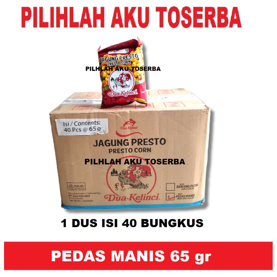 DUA KELINCI JAGUNG PRESTO PEDAS MANIS - ( HARGA 1 DUS ISI 40 BUNGKUS )