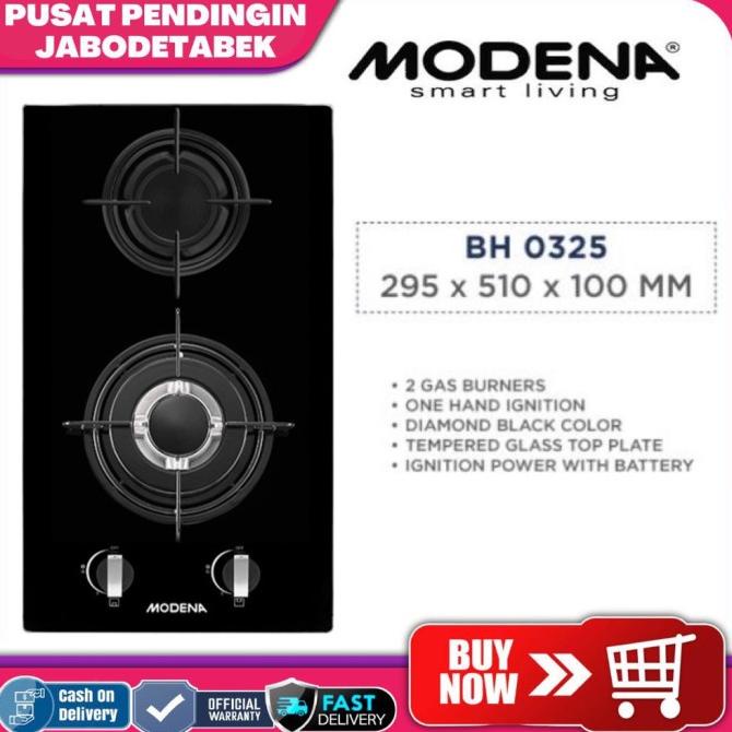 Modena Bh0325 Kompor Tanam 2 Tungku Hitam Domino Liscio - Bh 0325 Yinsastor