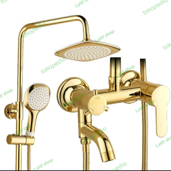 Terlaris Shower Set Gold,Shower Tiang Set Panas Dingin Gold.Shower Panas Dingin