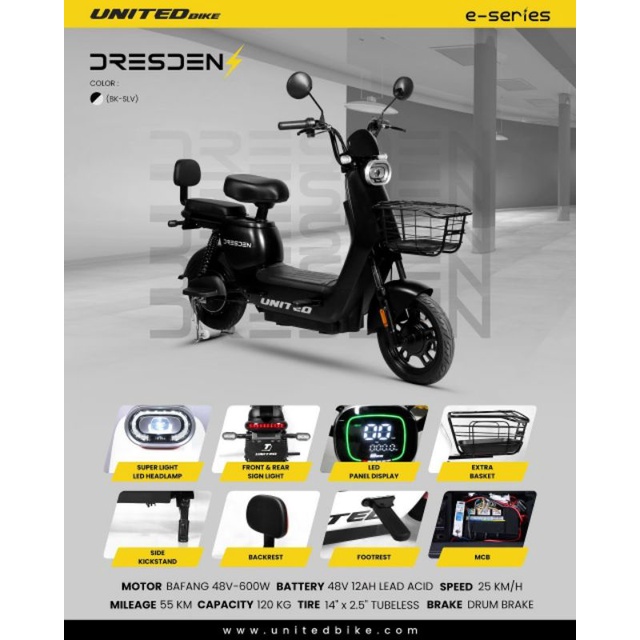 Sepeda Listrik (Electric Bike) Merk United Dresden