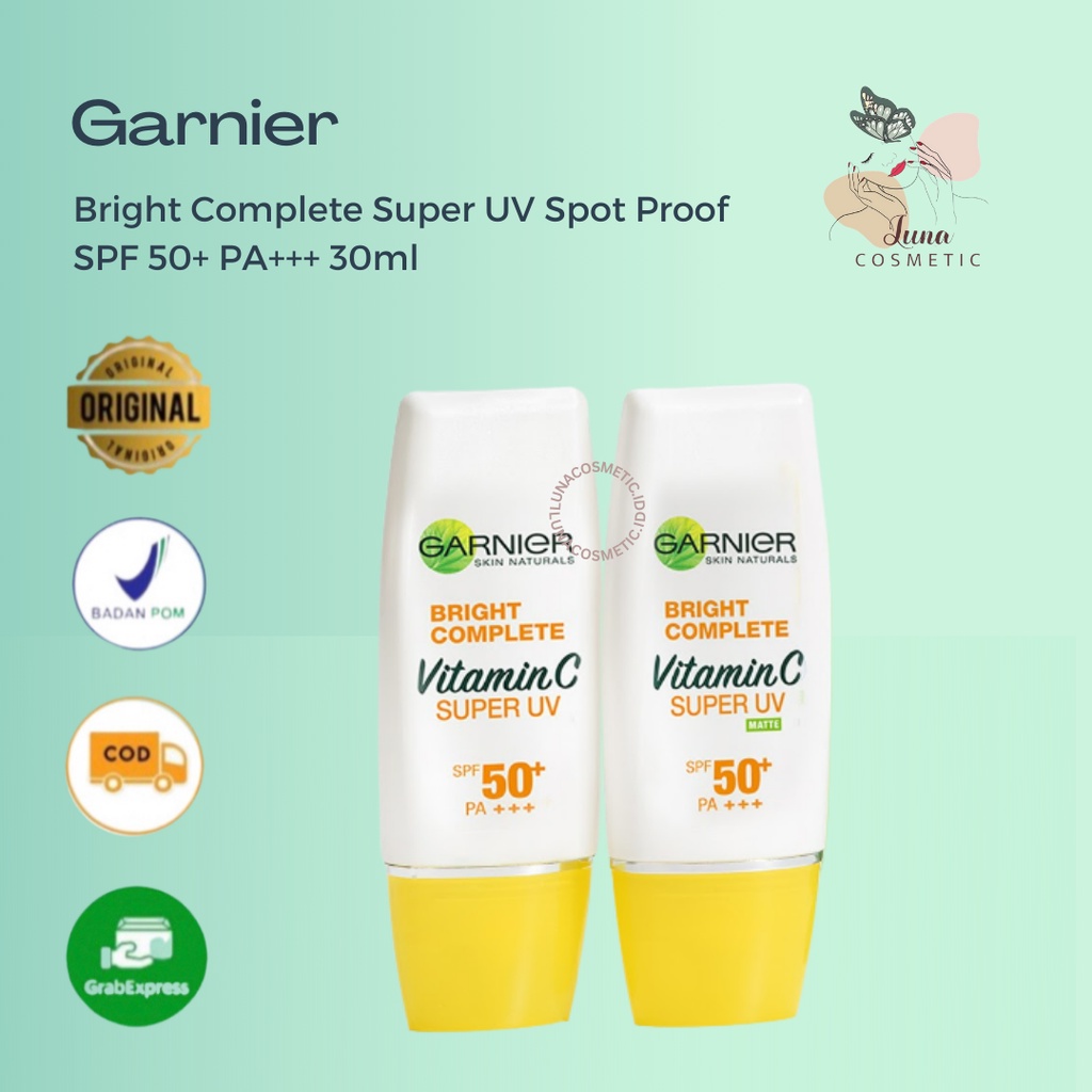 Garnier Bright Complete Super UV Spot Proof SPF 50+ PA+++ 30ml - Skincare Wajah Sunscreen Sunblock (Light complete)