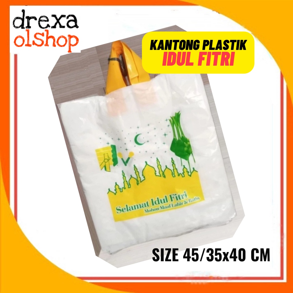 

45/35x40 cm Kantong plastik softhandle, tas parcel lebaran isi 50 lembar