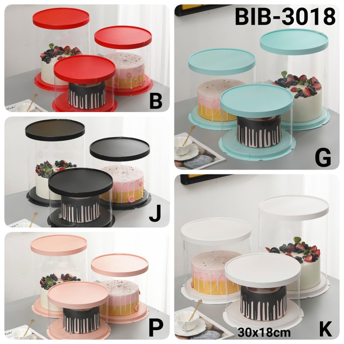 Terlaris Gr-Bib-30 Kotak Dus Cake Glass Mika Gift Box Kue Bulat Hantaran 30Cm