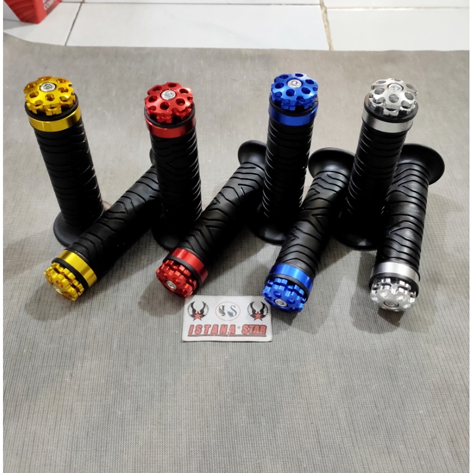 Handgrip Grip Karet Empuk + Jalu Stang CNC Ring Bisa Untuk Semua Motor Universal