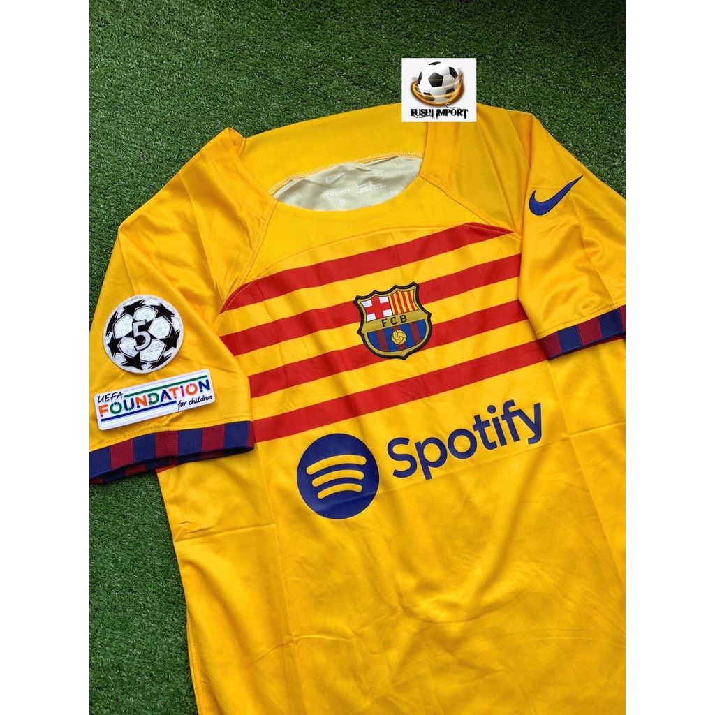 Jersey Baju Bola Barca 4th Fourth Full Patch 2022 2023 Grade Ori