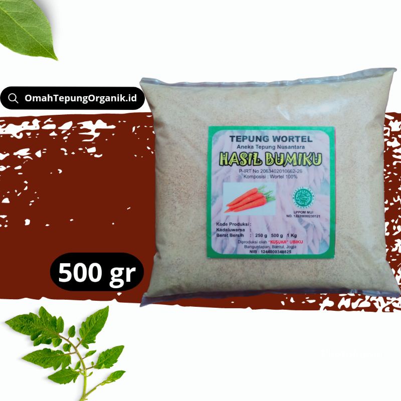 Tepung Wortel Organik kemasan 500 gram/Carrot Powder 500 gram/TEPUNG MPASI Wortel/Carrot Flour 500 g