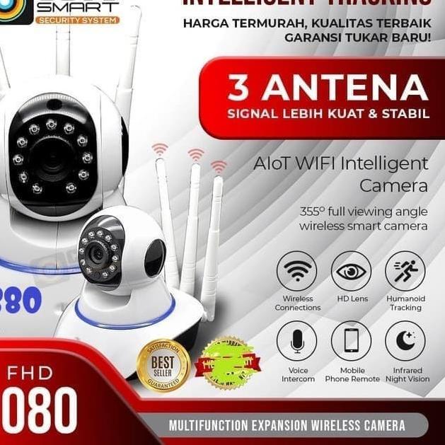 ♕ IP Camera CCTV WIRELESS Wifi 3 Antena V380 - Ip Cam v380 ➷
