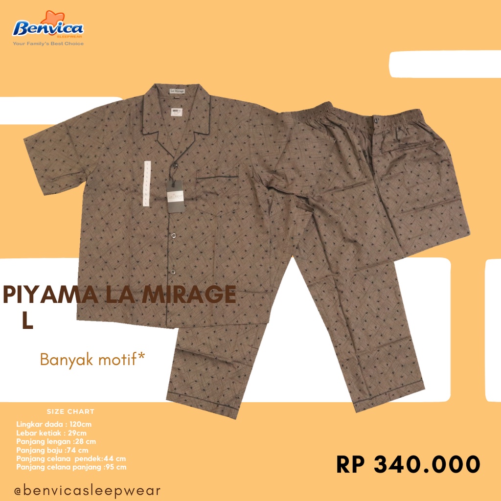 BAJU TIDUR PIYAMA LAKI-LAKI DEWASA KATUN L LA MIRAGE