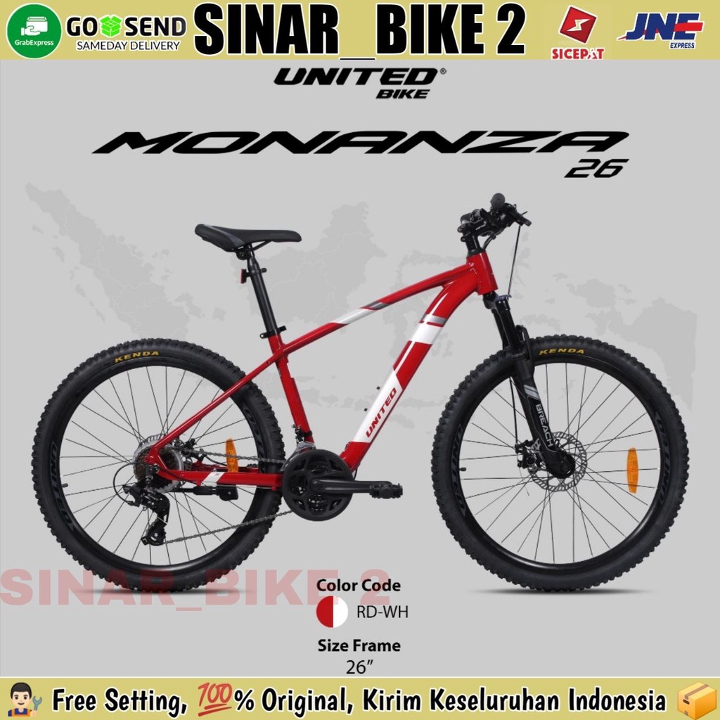 Sepeda Gunung MTB UNITED MONANZA 26 Inch 24 Speed Rem Cakram