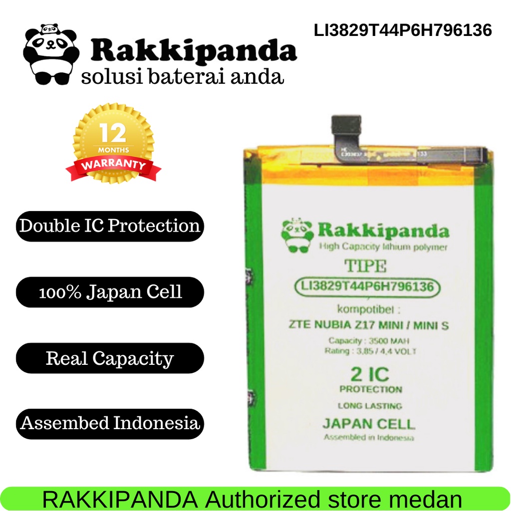 BATERAI RAKKIPANDA LI3829T44P6H796136 FOR ZTE NUBIA Z17 MINI / ZTE MINI S