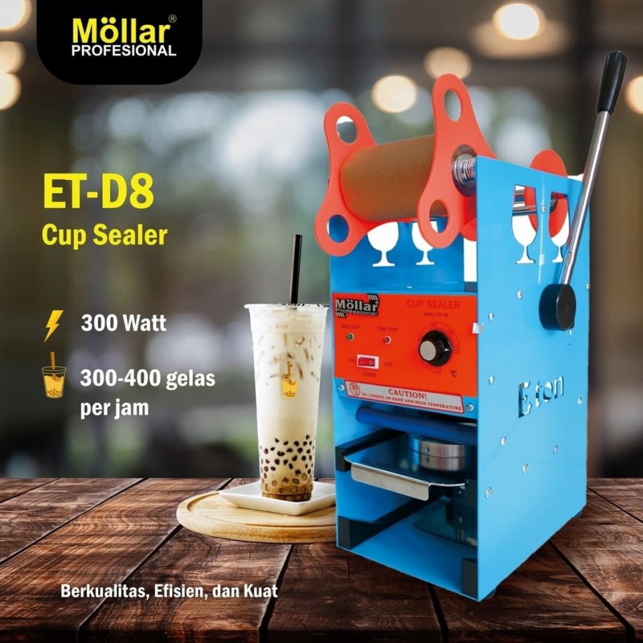 Mesin cup Sealer Manual Mollar Eton ET D8 Alat press Gelas plastik
