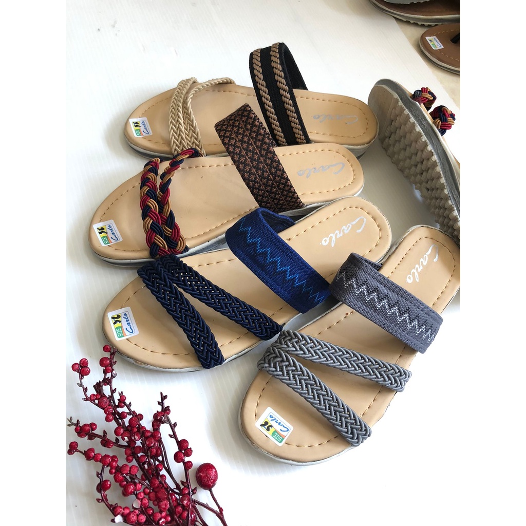 [Size 36-40] SANDAL SELOP KEPANG WANITA WEDGES 3CM / SANDAL KULIT CEWE KOREA