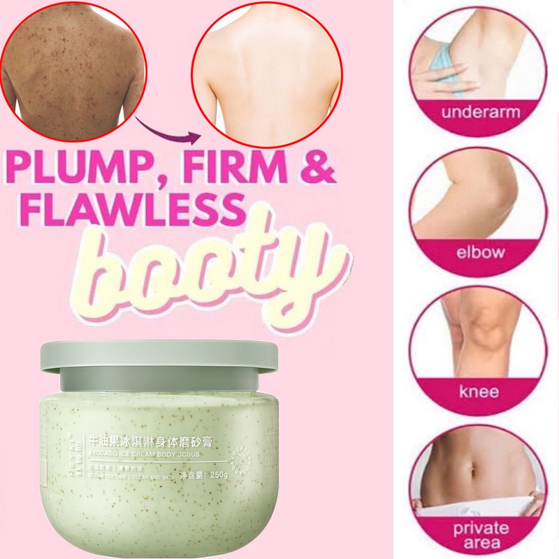 Scrub Cream Scrub Butt Body 250g Butt Eksfoliasi Scrub Pemutih Scrub Alpukat Mengeksfoliasi Dan Meremajakan Kulit Mencerahkan Kulit Mengurangi Kusam