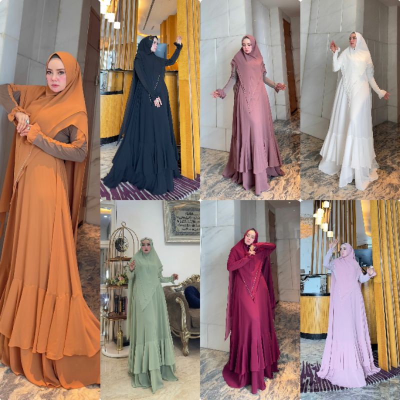 gamis set lalomo syari polos baenetta premium