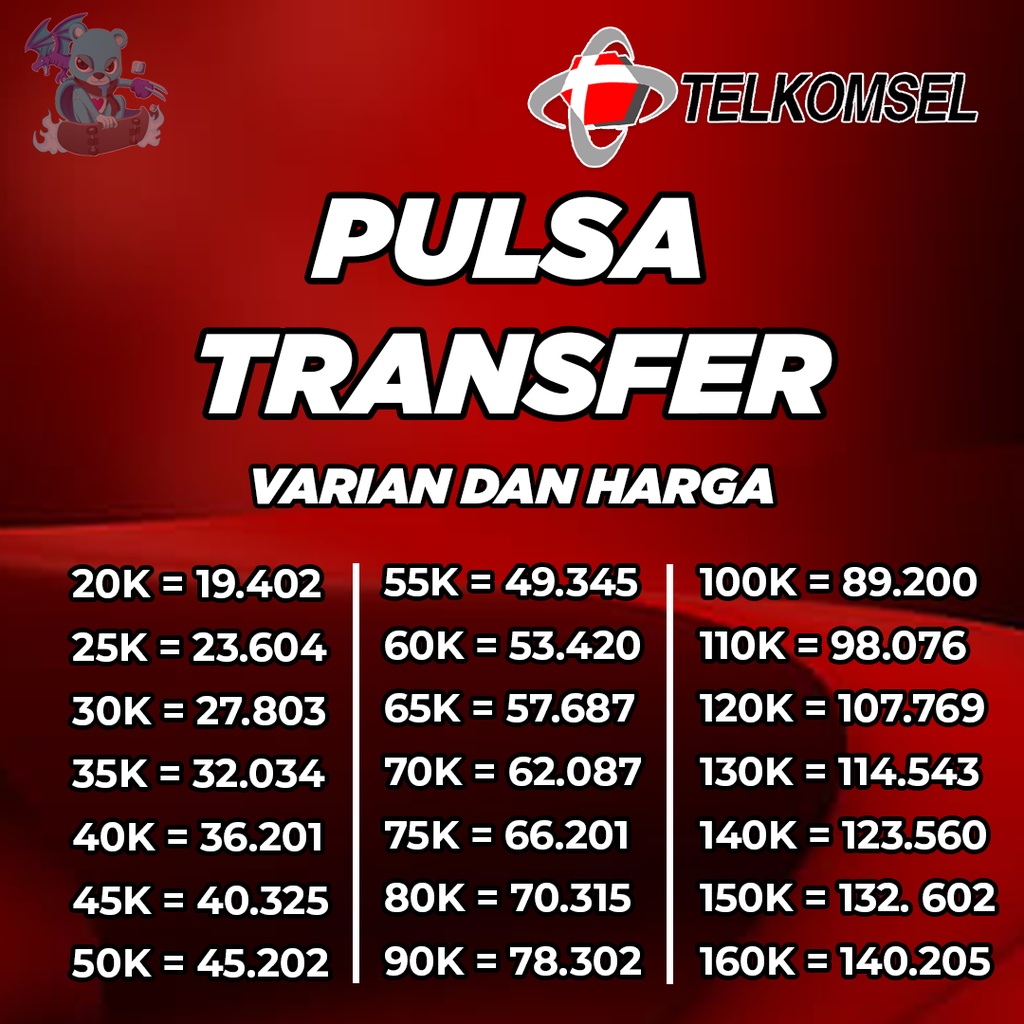 PULSA TRANSFER TELKOMSEL (20RB - 500RB) TERMURAH