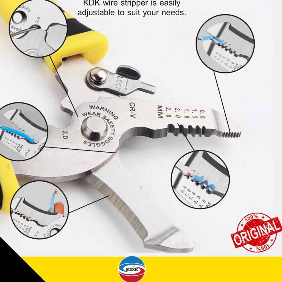 ✾ TANG POTONG KUPAS KABEL KDK MULTIFUNGSI 7" tumpul ➺