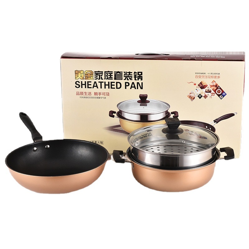 Gobra ♕  PNC-200-Y Panci Masak Set 2 In 1 Cooking Pan Golden Yellow 28/32cm