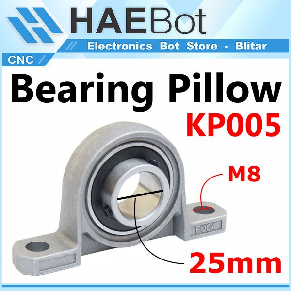 [HAEBOT] Bearing Pillow Block KP005 25mm Bracket Holder Shaft LeadScrew CNC 3D Printer Ball Threaded Rod As Besi Mekanik Screw Horizontal