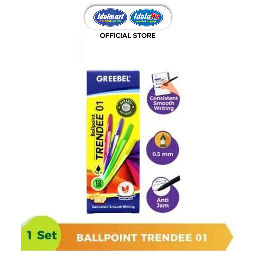 

IDOLMART Pulpen Greebel Trendee 01 Hitam isi 12pcs
