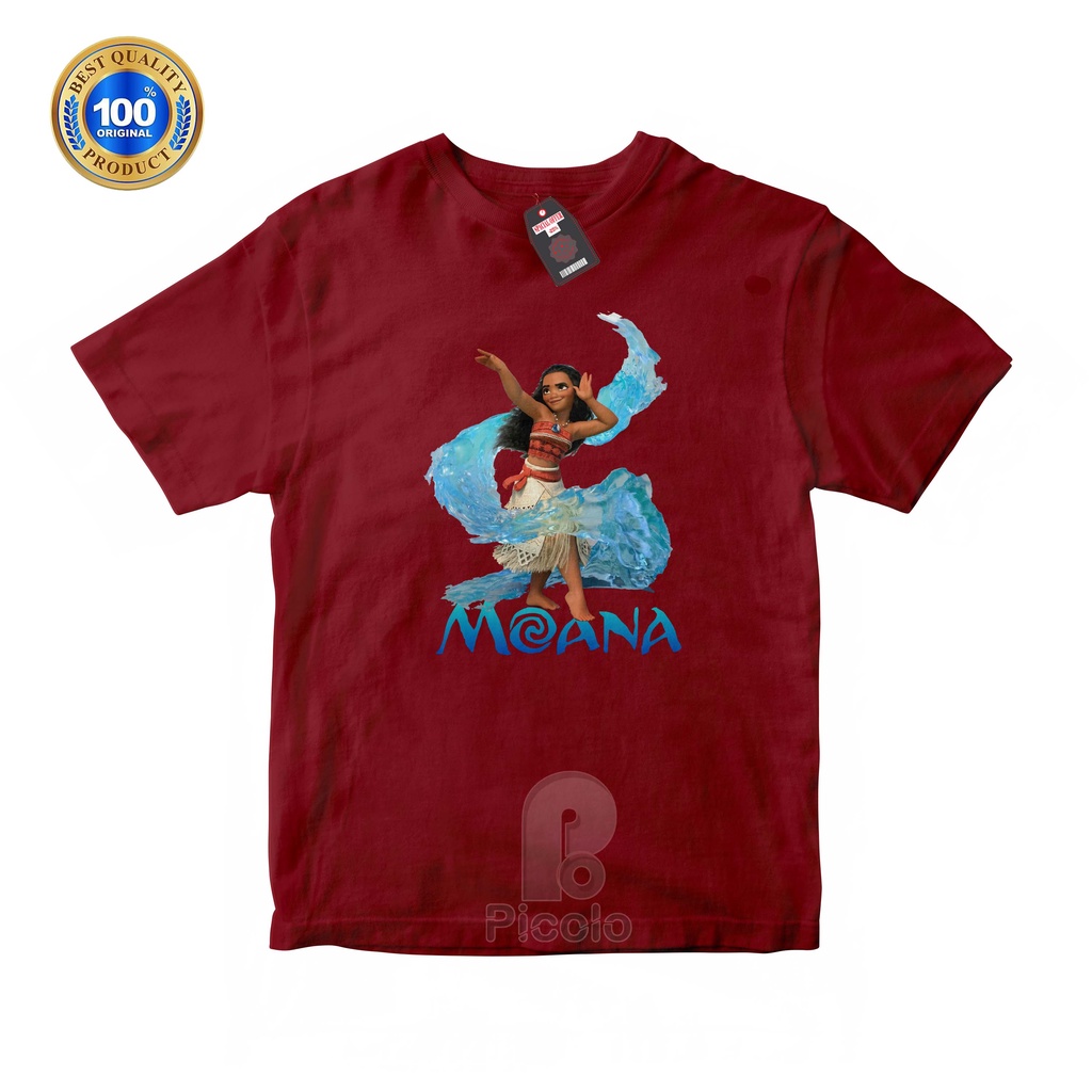 (FREE NAMA) BAJU KAOS ATASAN ANAK MOTIF KARAKTER DISNEY MOANA Bahan COTTUN