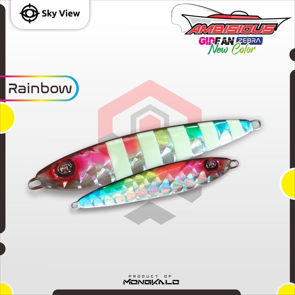 Mongkalo Ambisious Kipas GID-Zebra noMotif Fluorescent 30 Rainbow